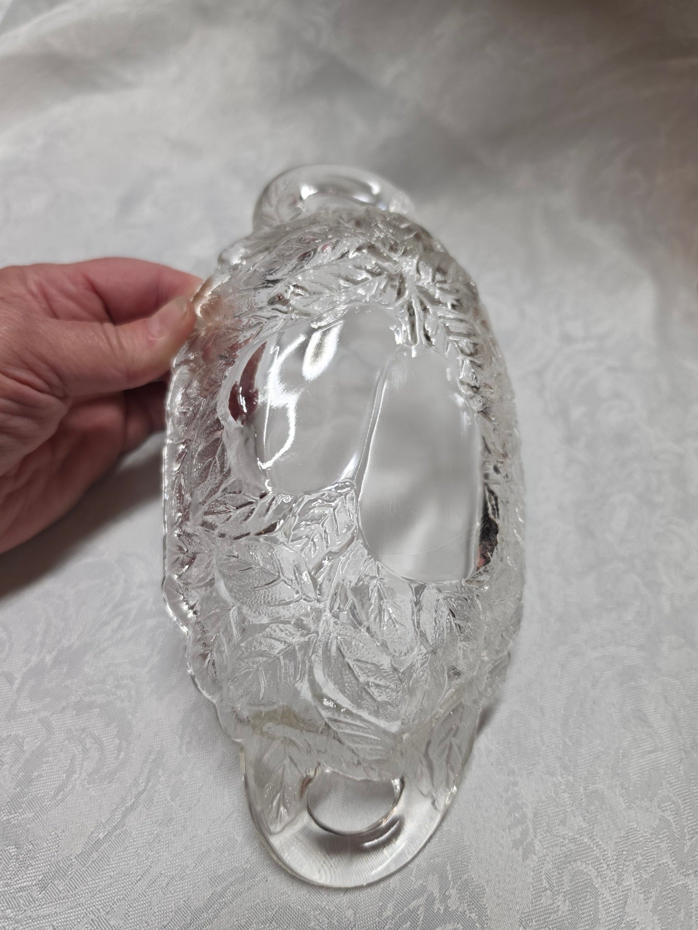 Vintage Pear Design Double Handle Glass Boat Dish