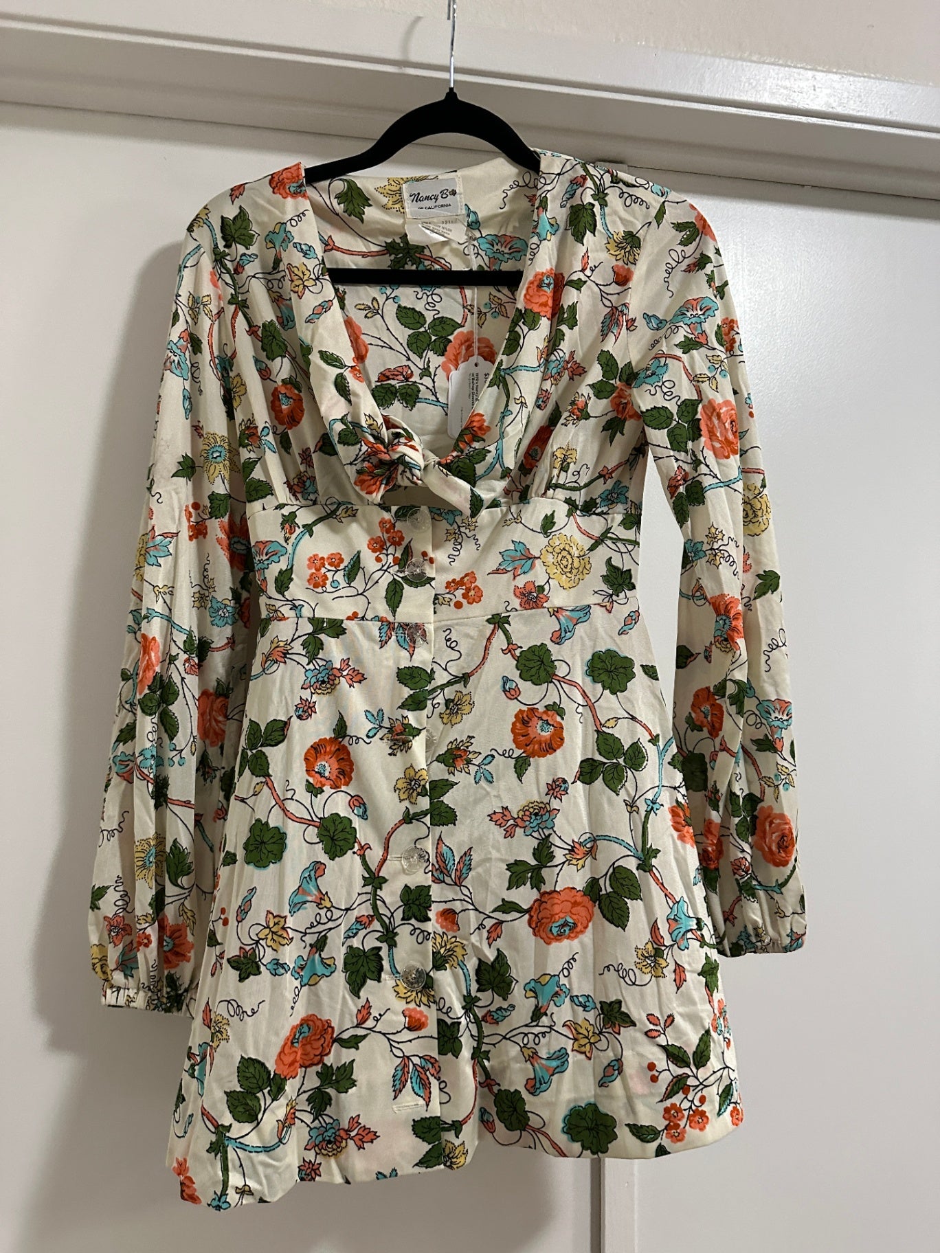 1960's Cream Floral Micro Mini Dress