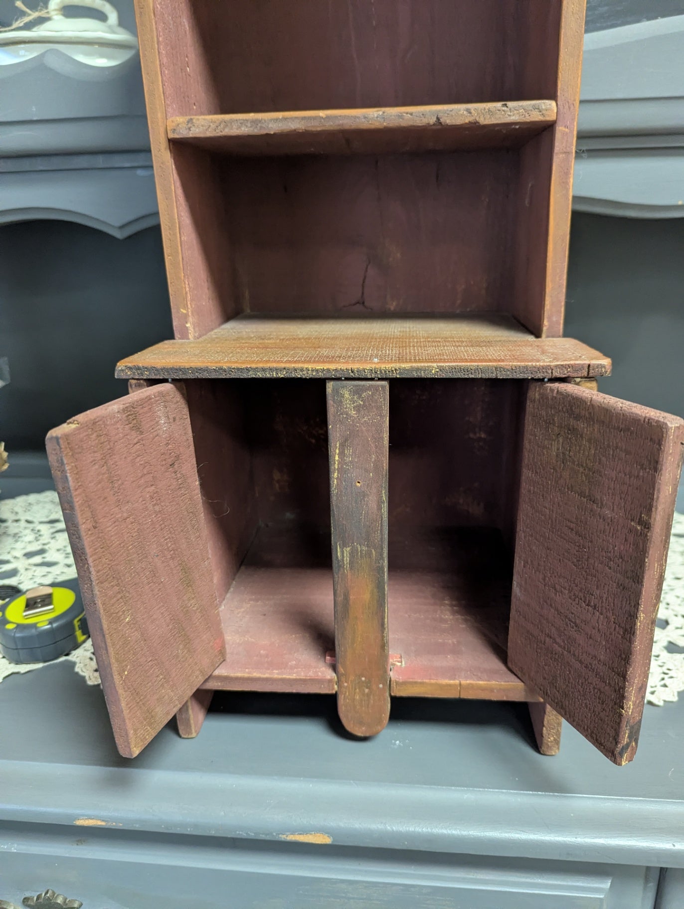 Antique Primitive Handmade Mini Hutch