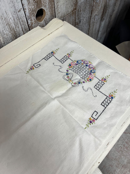 Vintage Floral Embroidered Table Runner