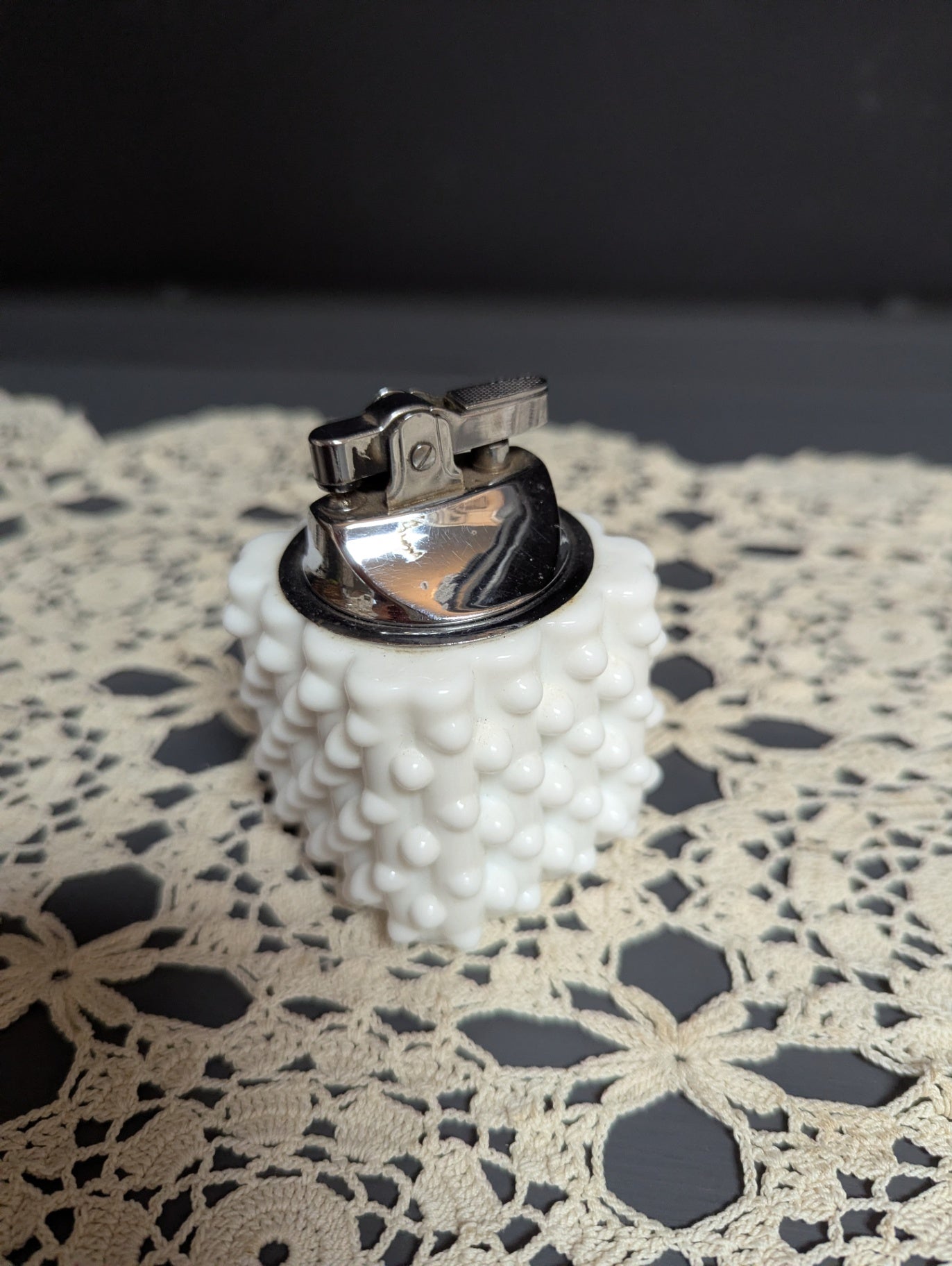 Vtg. Fenton Heavy Milk Glass Lighter