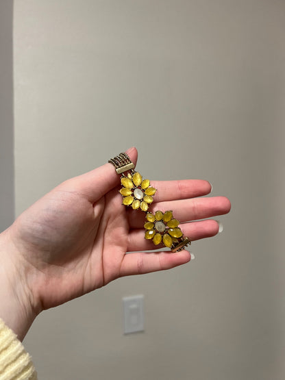 Beautiful Yellow Floral & Metal Bracelet