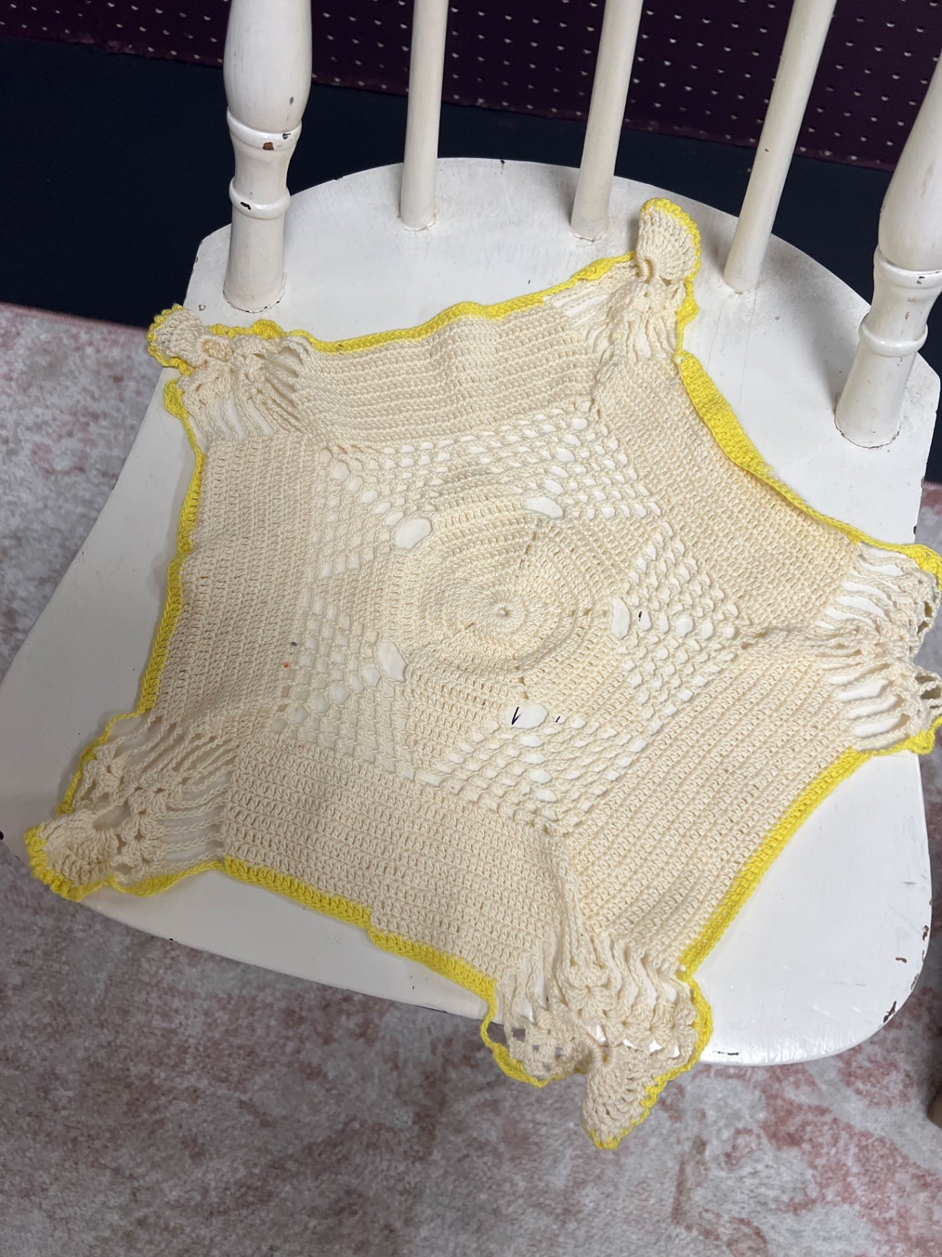Cream and Yellow Star Doily 