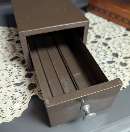 Vtg. One Drawer Metal File Box