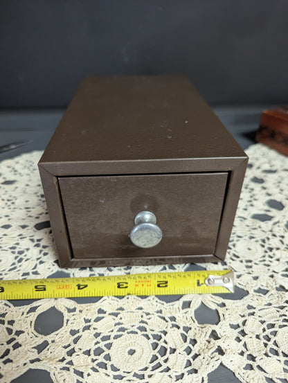 Vtg. One Drawer Metal File Box