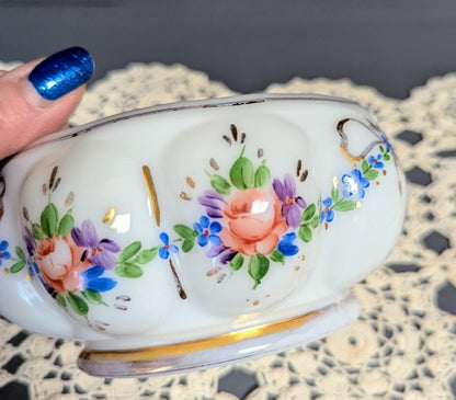 Vtg. Fenton Hand-Painted "Powder Box"