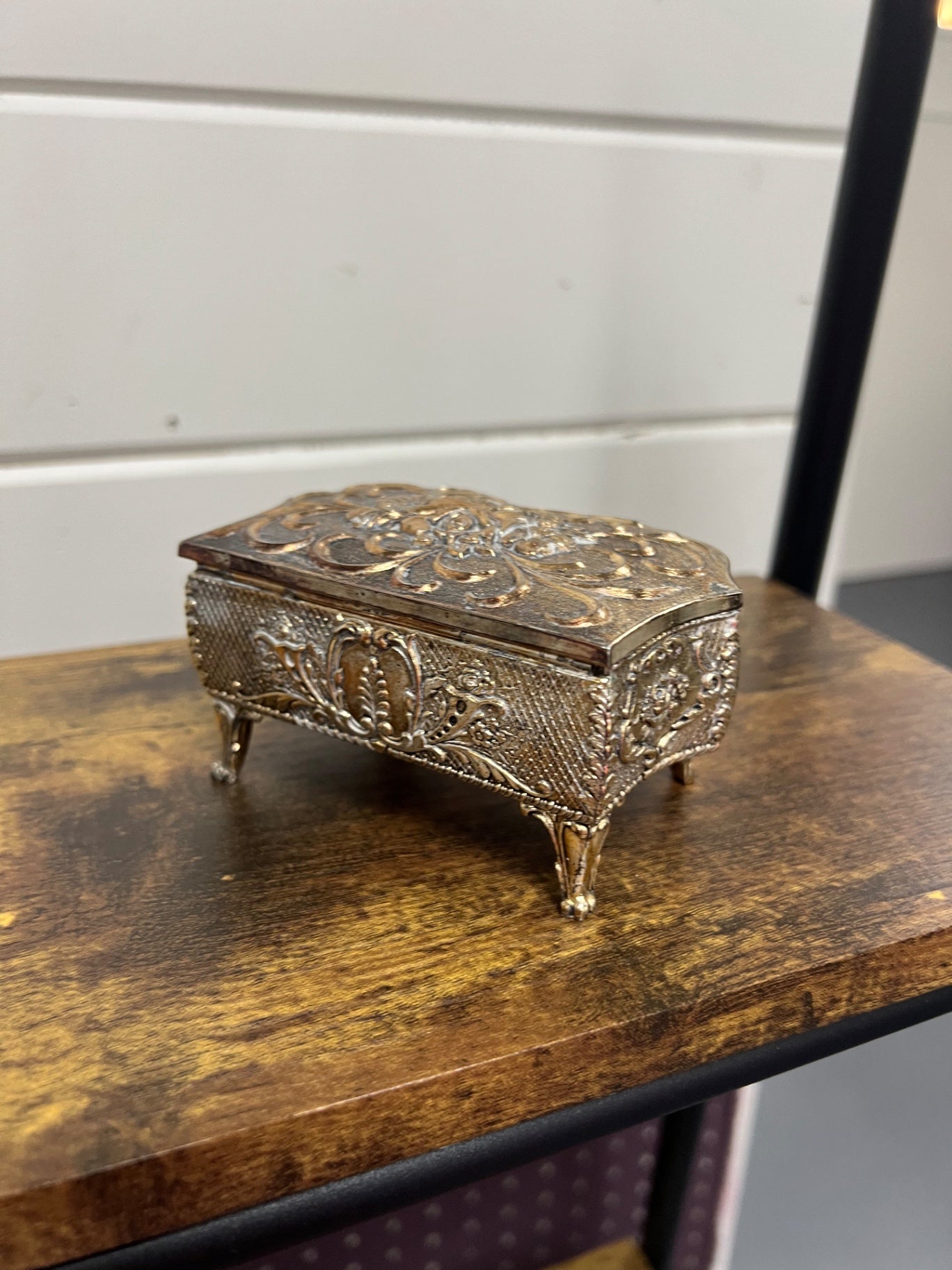 Vintage Ornate Filigree Jewelry Casket 