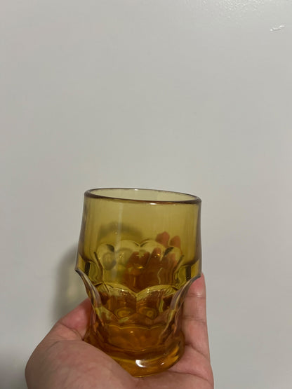 Set of 6 Vintage Anchor Amber Thumbprint Glasses