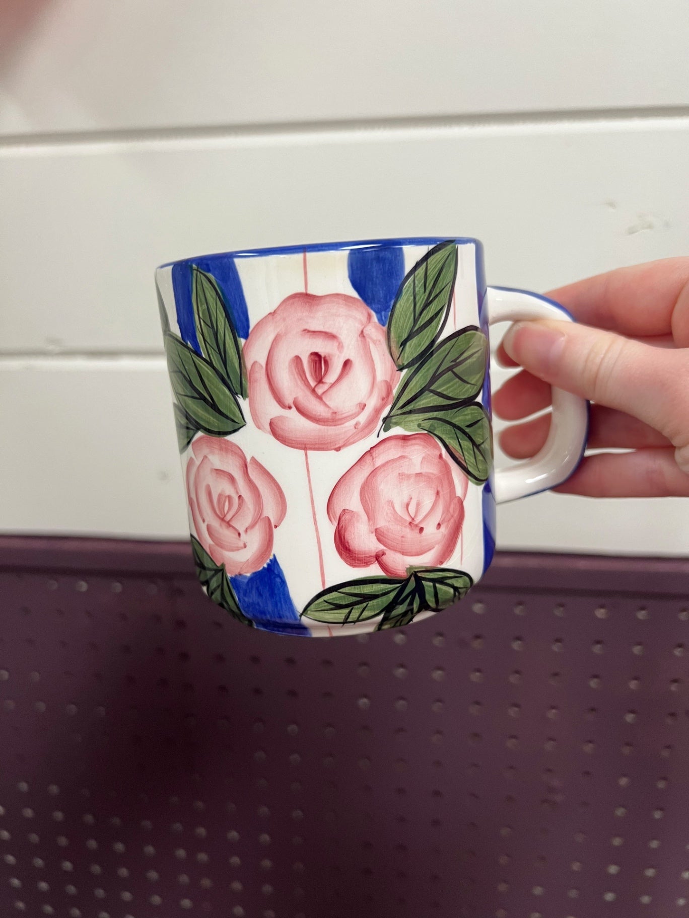 Vintage World Bazaars Rose & Striped Mug