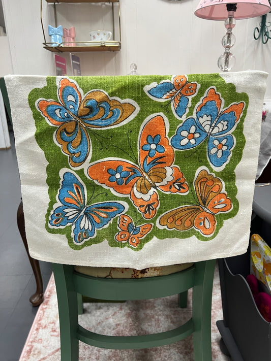 Vintage Colorful MCM Butterfly Linen