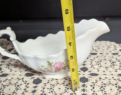 Vtg. Scallop Floral Porcelain Gravy Boat