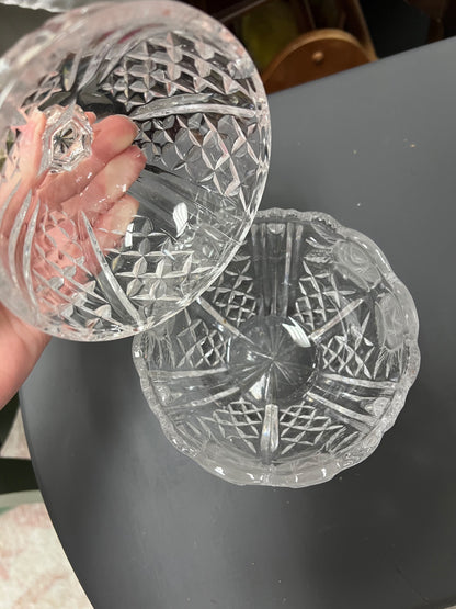 Vintage Crystal Clear Dorsette Cut Lead Candy Dish 