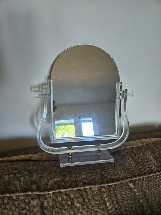 Vintage lucite vanity mirror in the style of Charles Hollis Jones