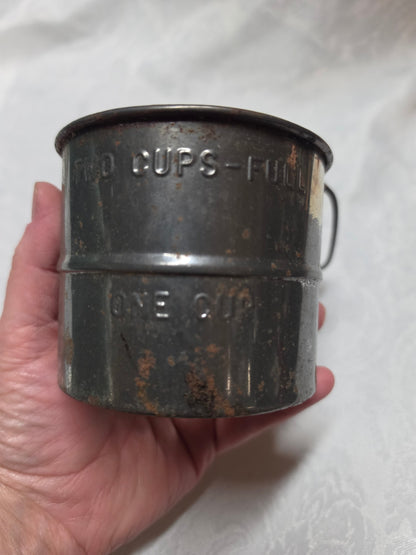 Vintage Measuring Tin Metal Flour Sifter