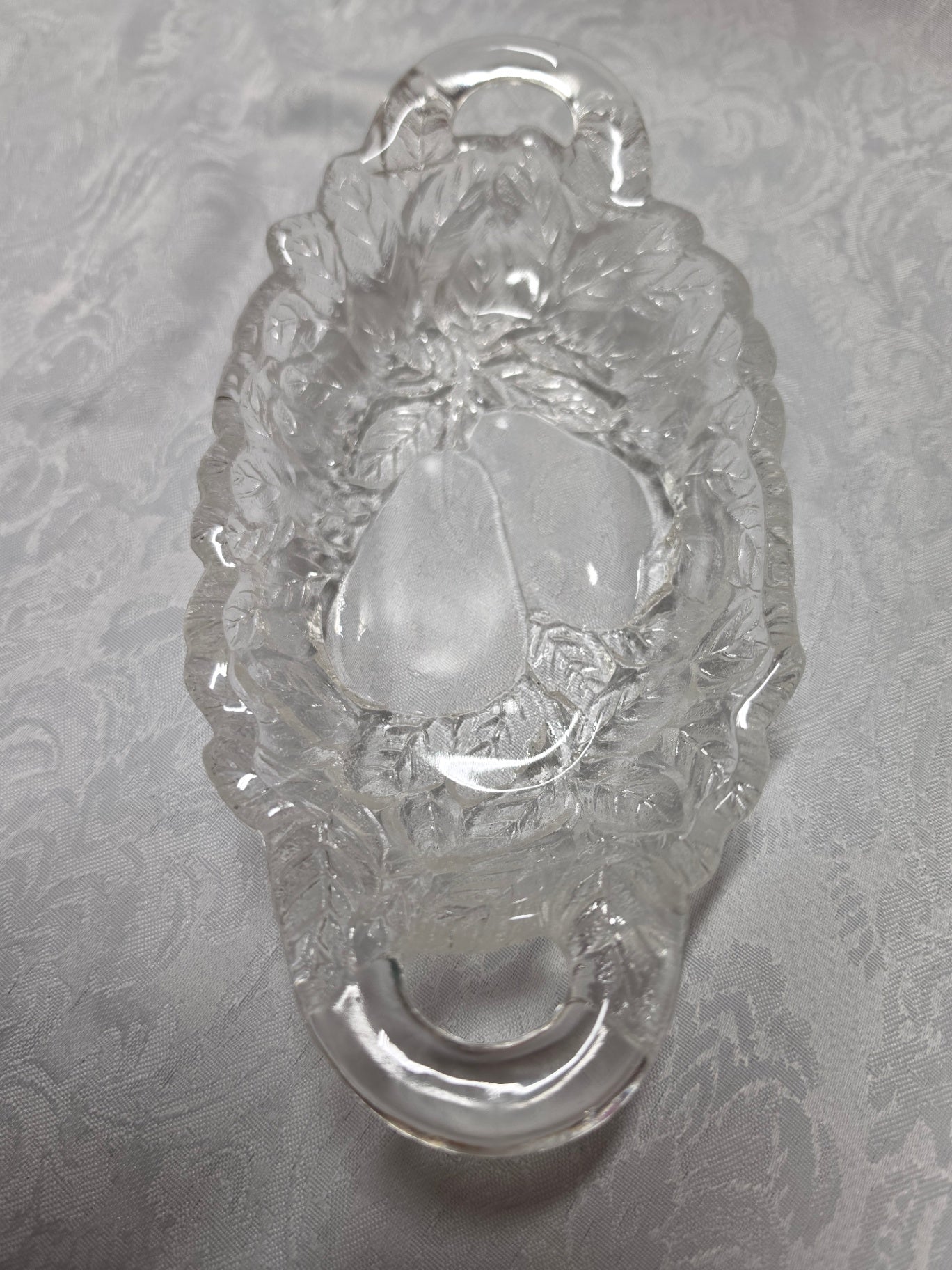 Vintage Pear Design Double Handle Glass Boat Dish