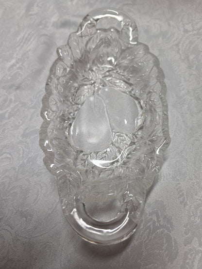 Vintage Pear Design Double Handle Glass Boat Dish