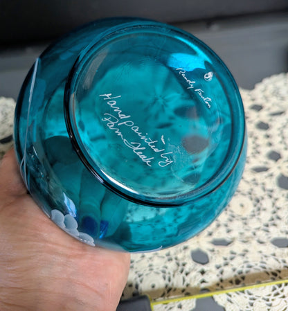 Rare 1960's Fenton Hand Painted Rose Bowl