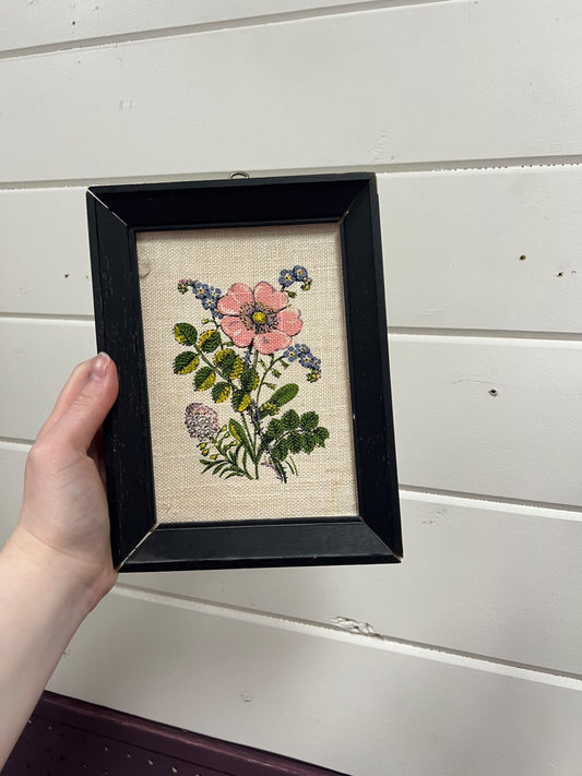 Vintage KayDee Floral Linen Pink Flower Print