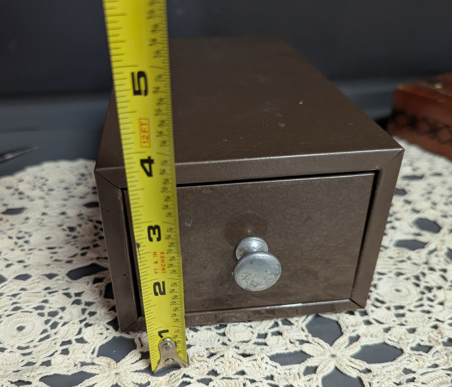 Vtg. One Drawer Metal File Box