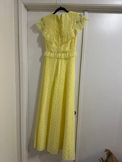 1970's Yellow Eyelet Maxi