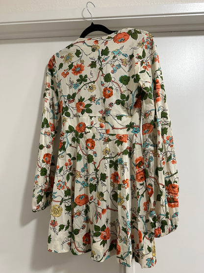 1960's Cream Floral Micro Mini Dress