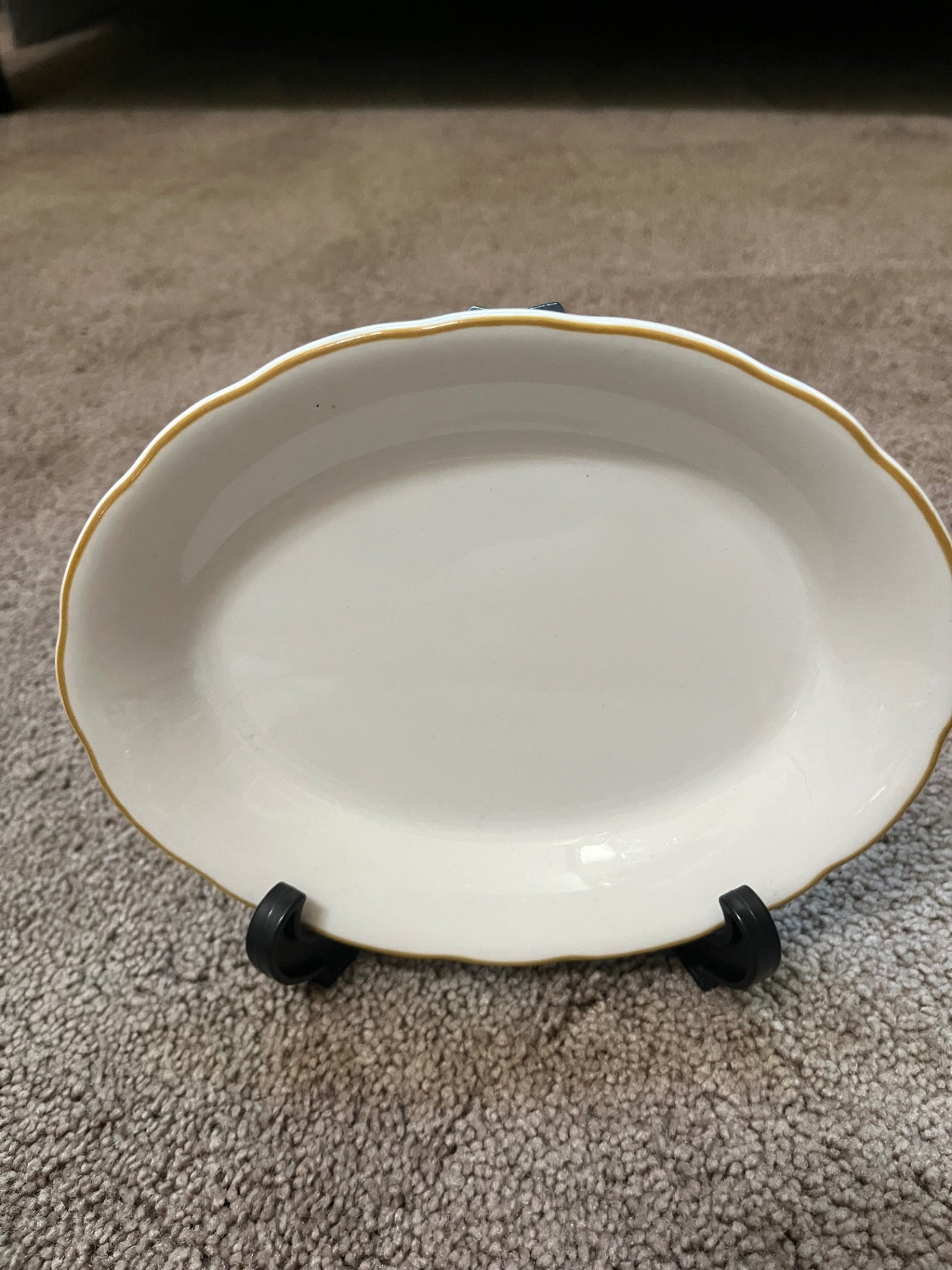 Buffalo China oval dish with yellow trim