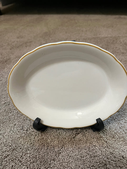 Buffalo China oval dish with yellow trim