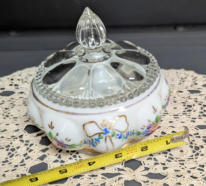 Vtg. Fenton Hand-Painted "Powder Box"
