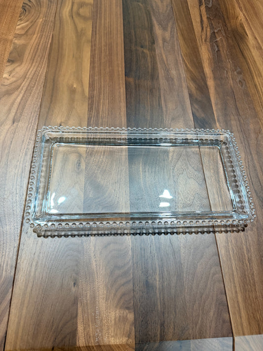 14" Glass Hobnail Vanity Tray