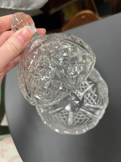 Vintage Crystal Clear Dorsette Cut Lead Candy Dish 