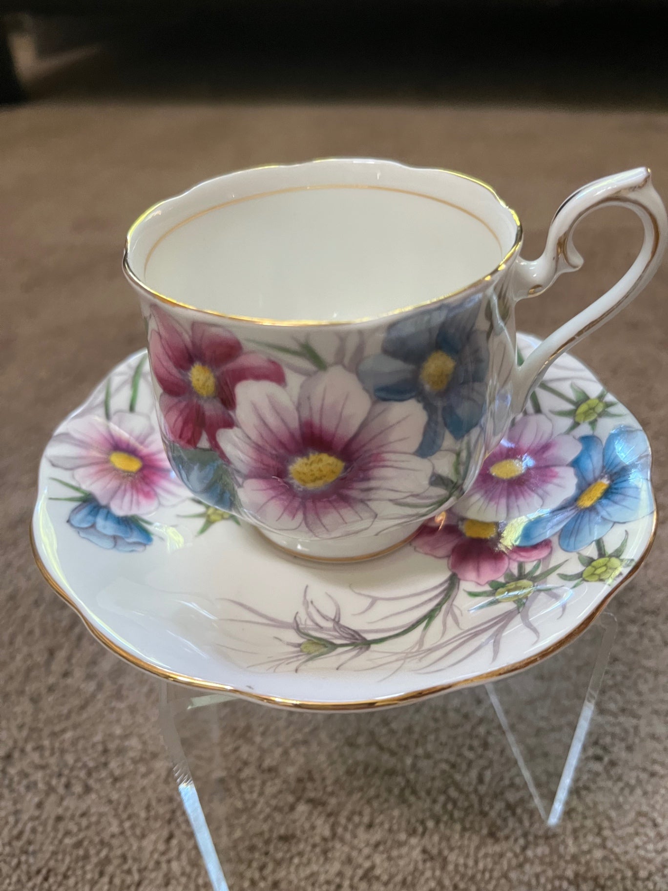 Floral teacup and saucer set