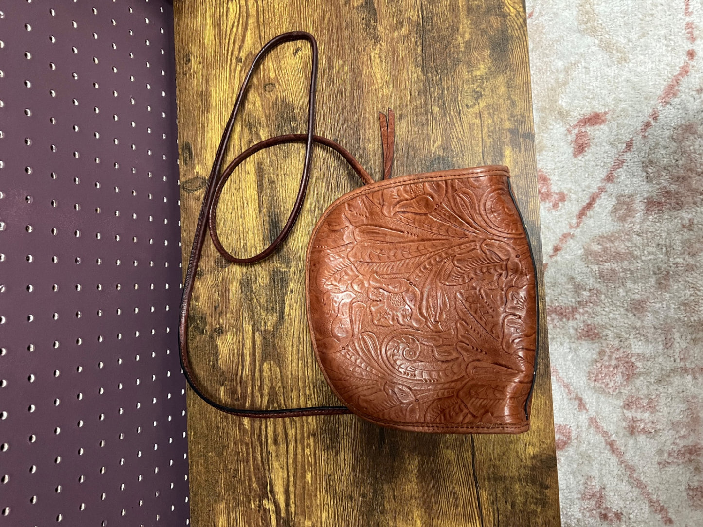 Vintage Margot Tooled Crossbody Clam Shell Purse