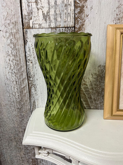Vintage Hoosier Glass Avocado Green Vase