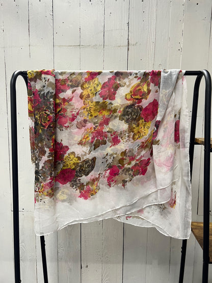 Magenta and Yellow Floral Scarf