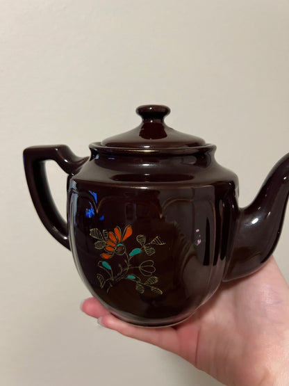 Vintage Japan Moriage Redware Hand Painted Teapot