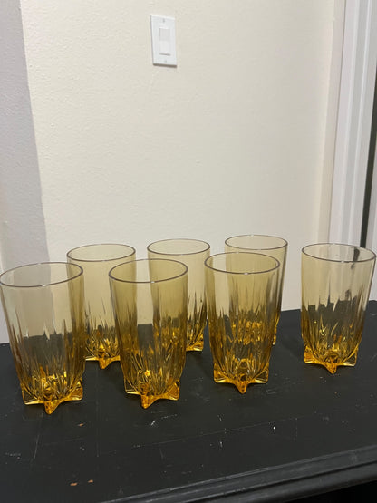 Set of 7 Vintage Federal Glass Amber Glasses