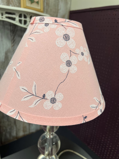Clear Bubbly Lamp with Pink Floral Shade