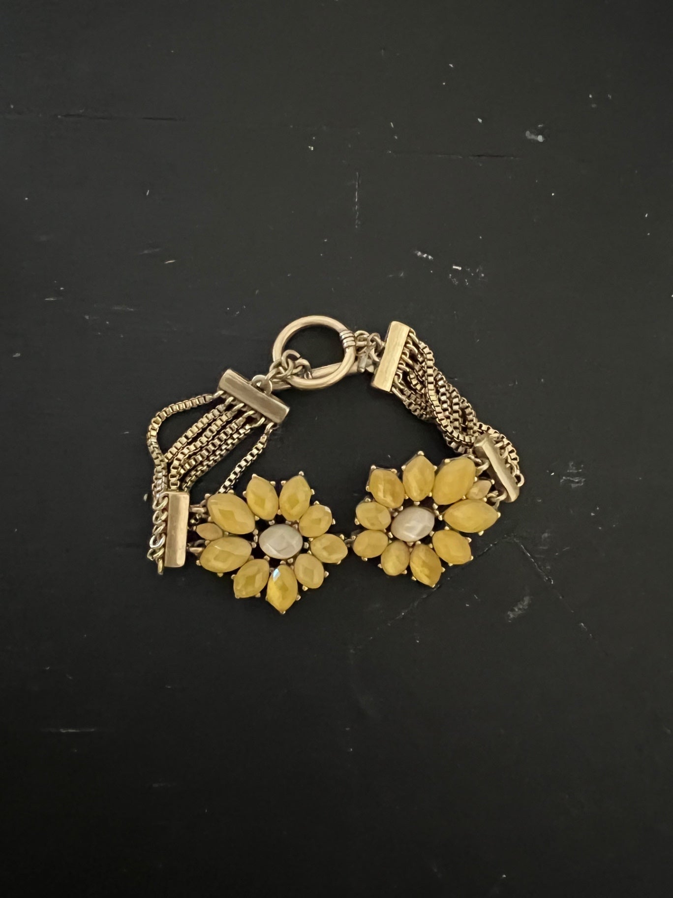 Beautiful Yellow Floral & Metal Bracelet