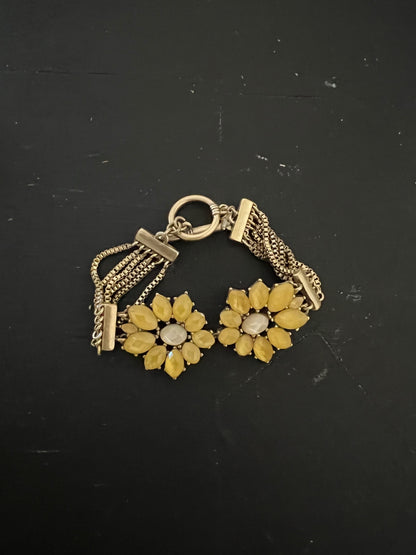 Beautiful Yellow Floral & Metal Bracelet