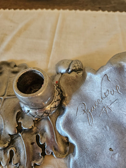 Vintage aluminum candle holders signed
