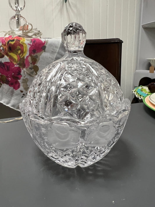 Vintage Crystal Clear Dorsette Cut Lead Candy Dish 