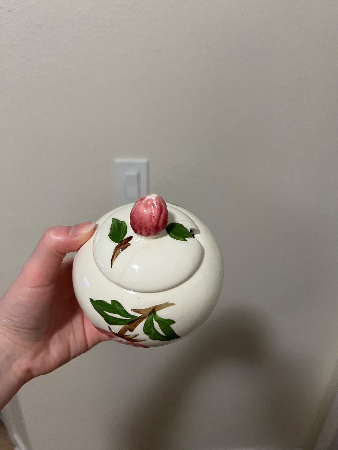 Vintage Continental Kilns Hand Painted Sugar Bowl