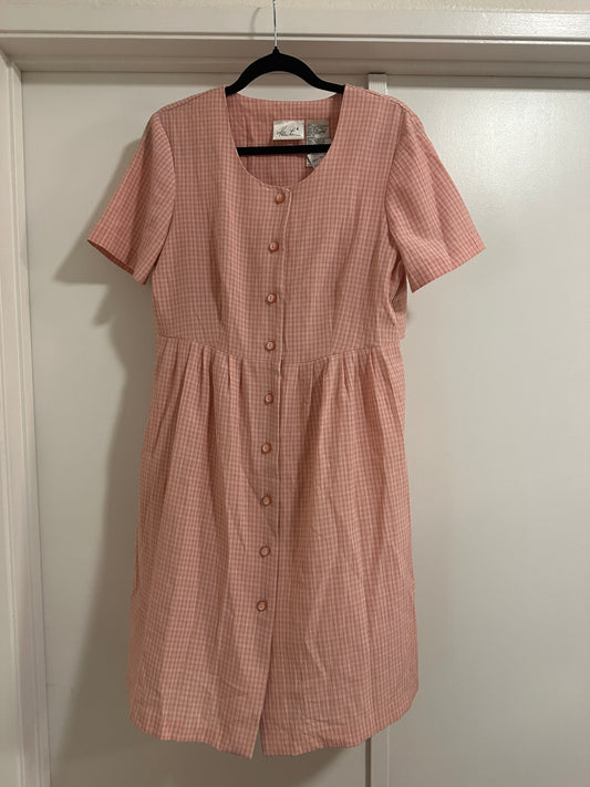 1990's Pink Gingham Dress