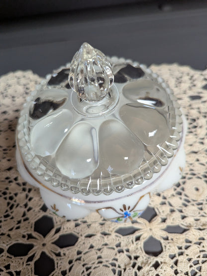 Vtg. Fenton Hand-Painted "Powder Box"