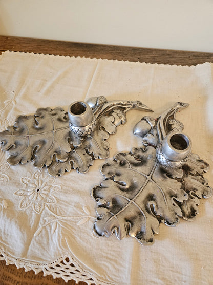 Vintage aluminum candle holders signed