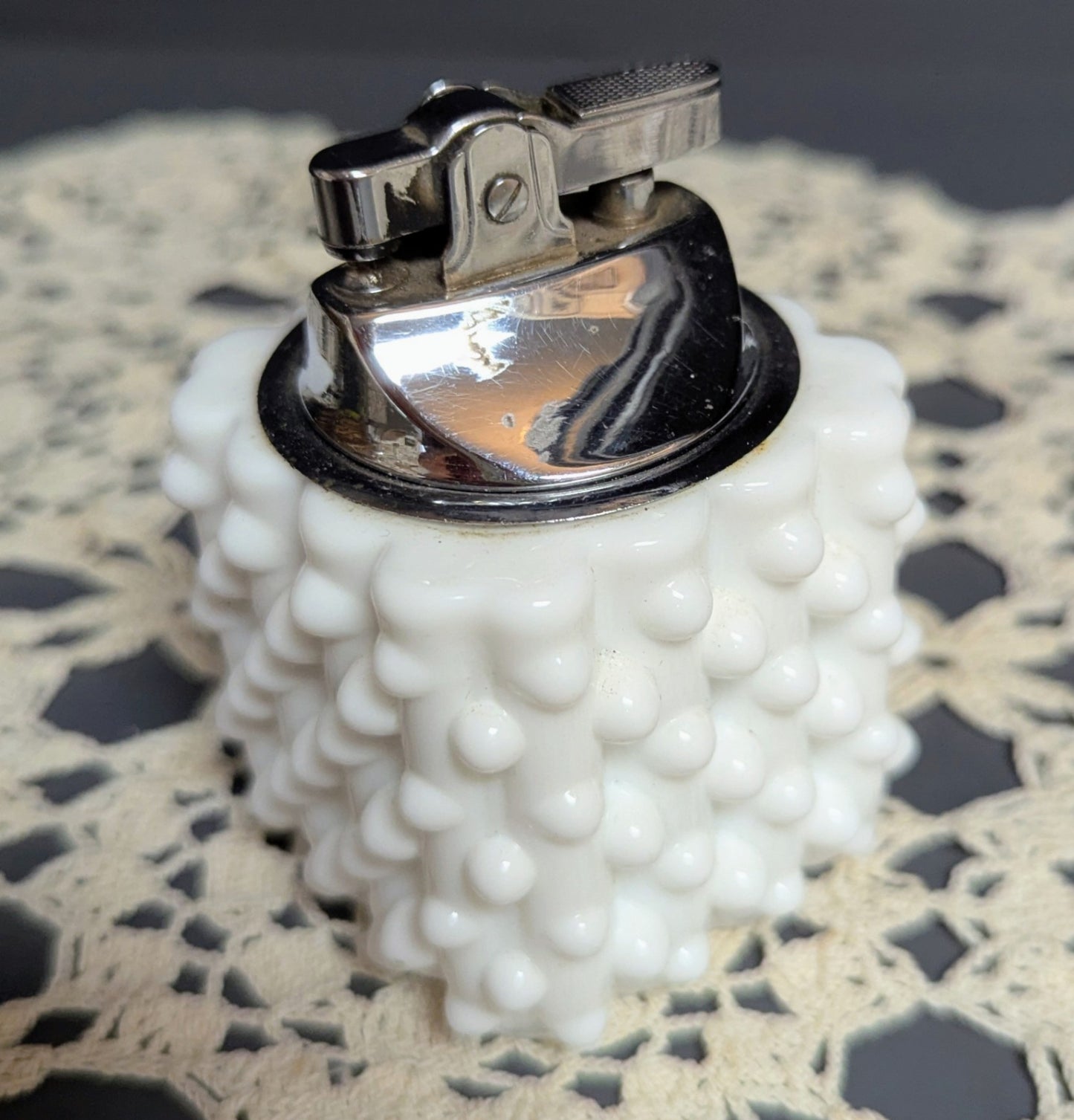 Vtg. Fenton Heavy Milk Glass Lighter