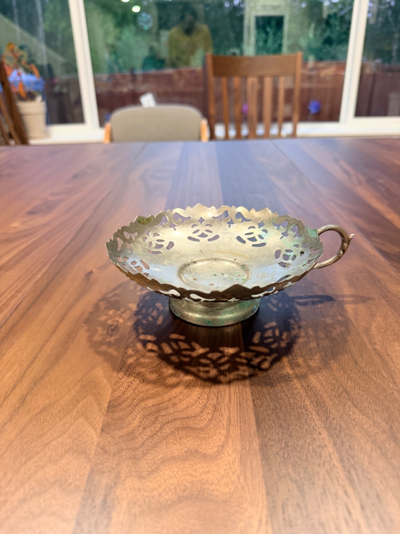 6" Vtg Silver Handled Trinket Dish