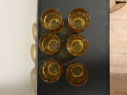 Set of 6 Vintage Anchor Amber Thumbprint Glasses
