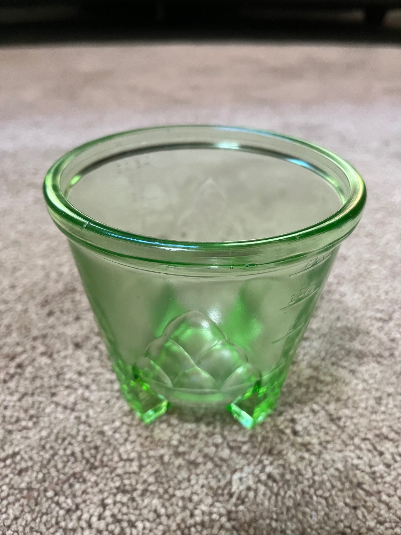 Vintage green glass measuring cup