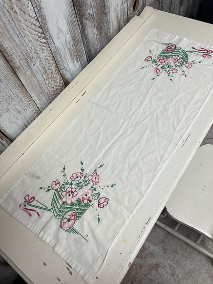 Vintage Garden Floral Embroidered Table Runner
